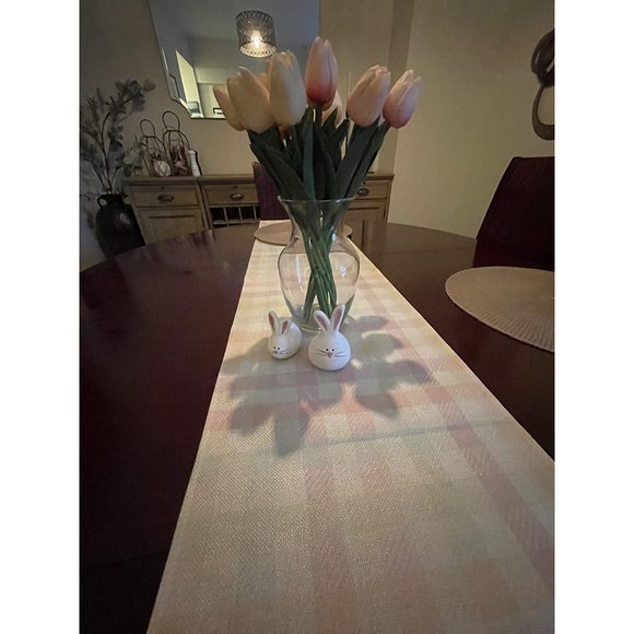 Easter Table Runner Summer Spring Decor Cottage Farmhouse Plaid Decorative Cloth - Picture 4 of 7